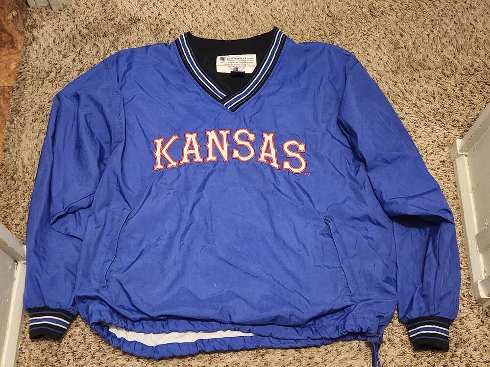 Vintage Champion Nylon Kansas Jayhawks Pullover Large